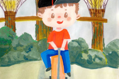 Mixed-Media-Suitcase-scooter-boy