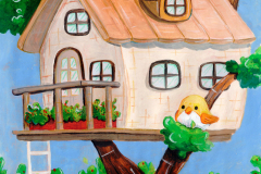 Tree-house-Gouache-and-color-pencil