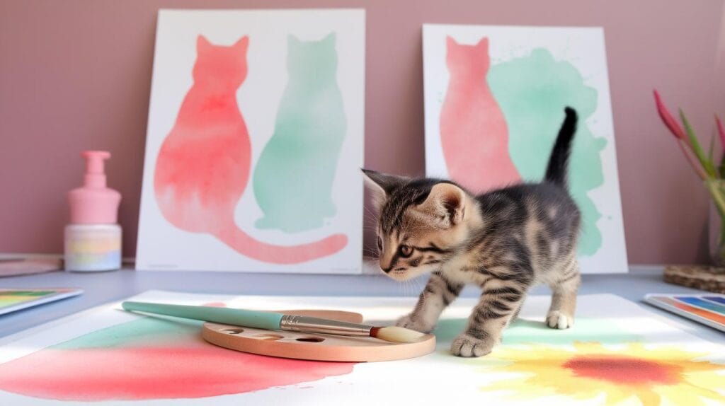 Playful Cat Watercolor Painting Techniques Rabbit And Mustard