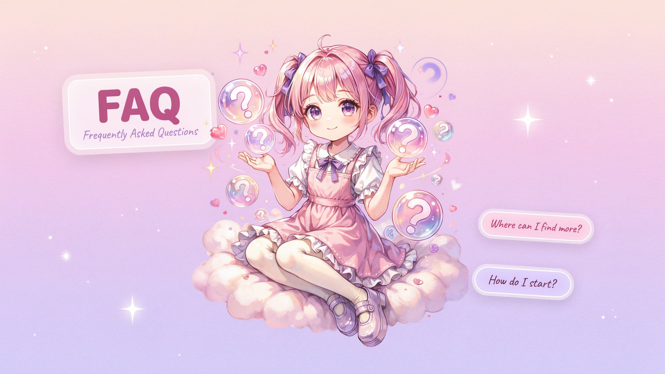Anime girlies FAQ illustration — kawaii aesthetic guide